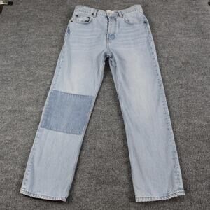 Reformation Jeans 29 Cynthia Patch High Rise Straight Tahoe Denim Blue Chic